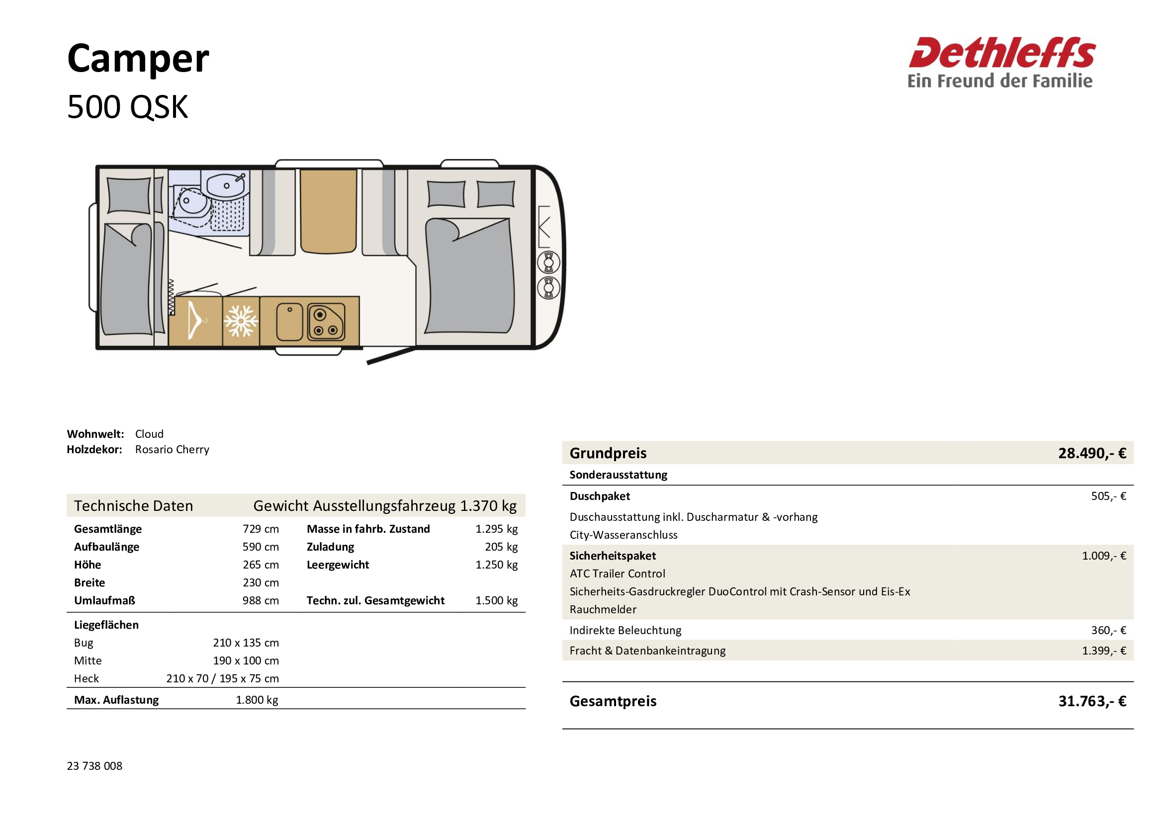 Dethleffs Camper 500 QSK Modell 2023 - Star-Caravan, Caravan- und  Reisemobile - Wohnwagen und Wohnmobile neu und gebraucht