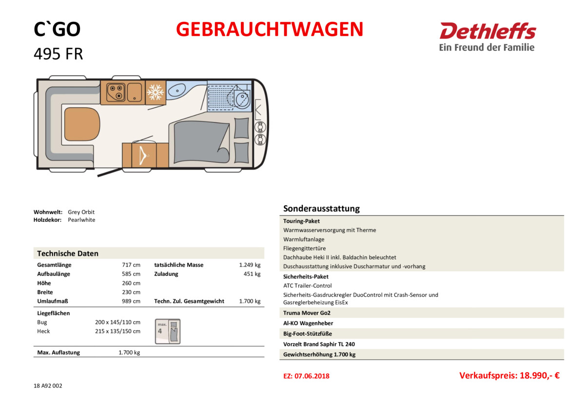 Dethleffs C´GO 495 FR Gebrauchtwagen – Bild 19