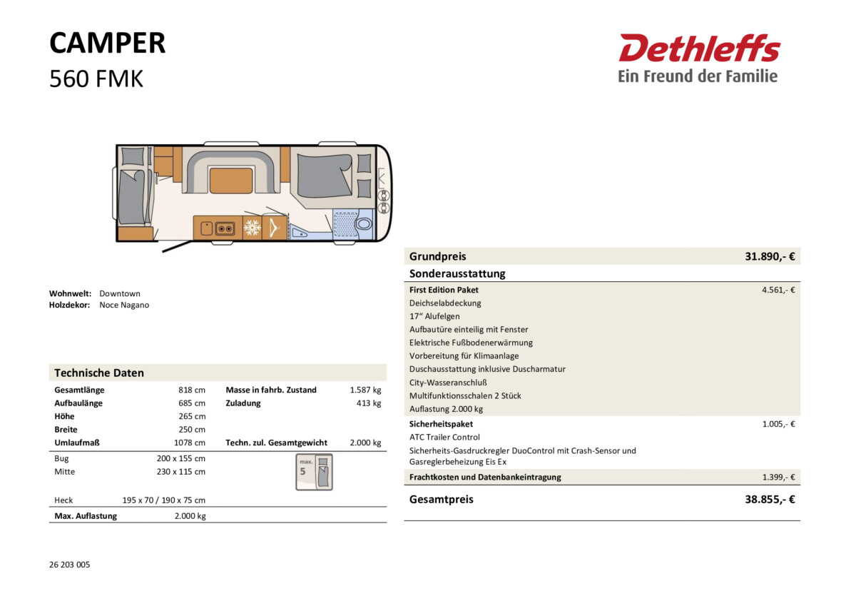Dethleffs Camper 560 FMK Modell 2026 – Bild 19