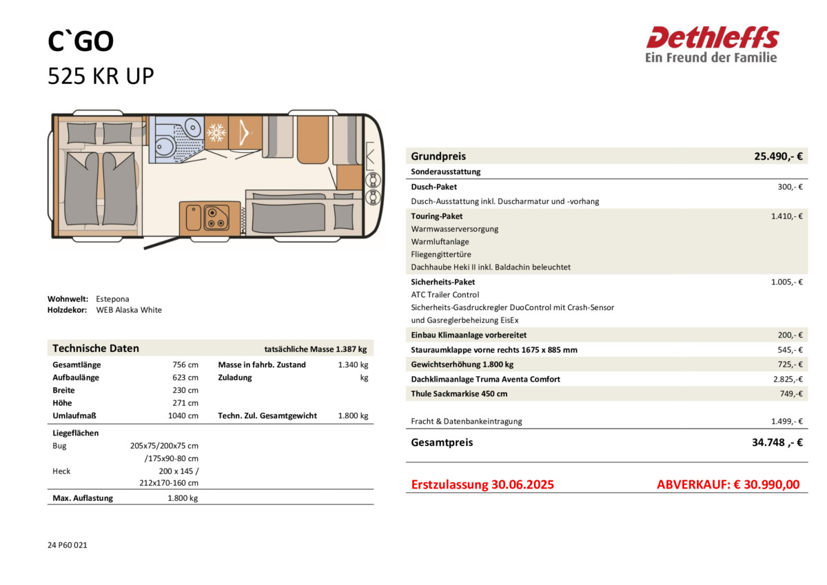 Dethleffs C´GO 525 KR UP Gebrauchtwagen – Bild 27